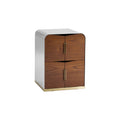 Modern Minimalist Wooden Nightstand with Gold Accents
